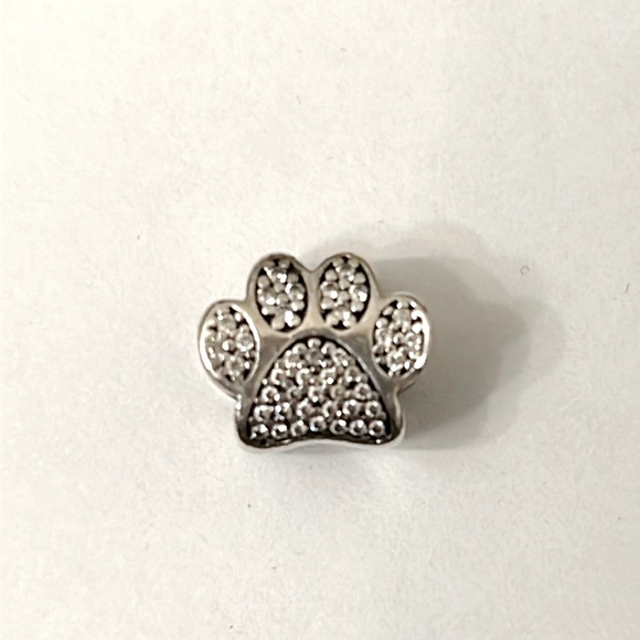 Sterling Silver Pandora Sparkling Pet Paw Print Charm w Zirconia Stones - Picture 2 of 3